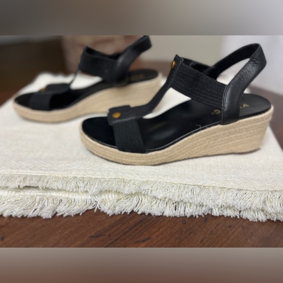 Vionic Calera Espadrille Wedge Sandal Size 10 Black Comfort Strappy Leather - Picture 8 of 10